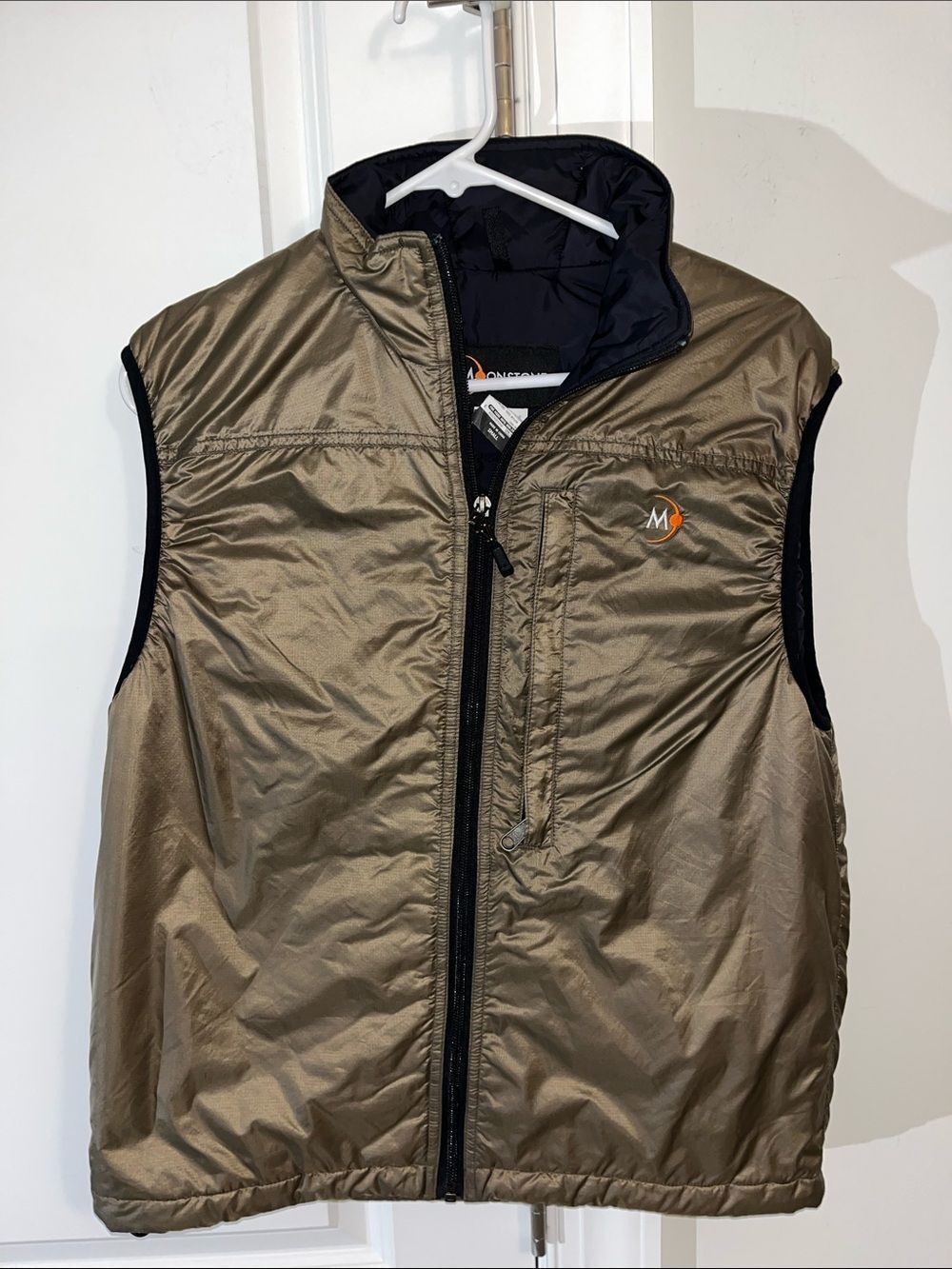 Women’s Trail Hiking Brown Puffer Moonstone Packable Down Vest Jacket S Nylon